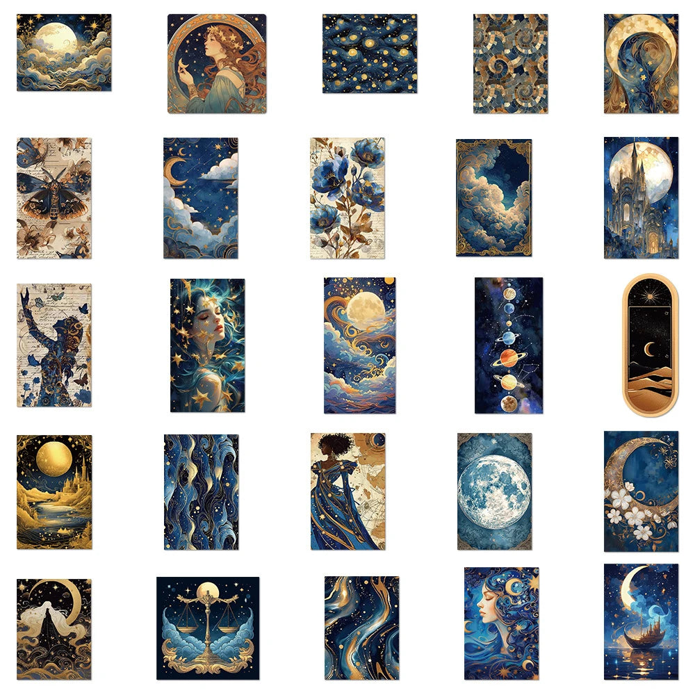 10/30/50 Stk. Retro Astronomie Sticker Set– Lyriana